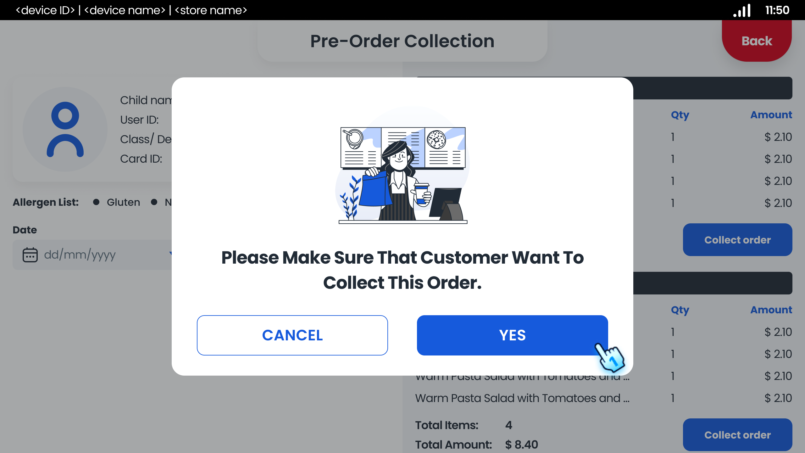 Confirm the Order Collection