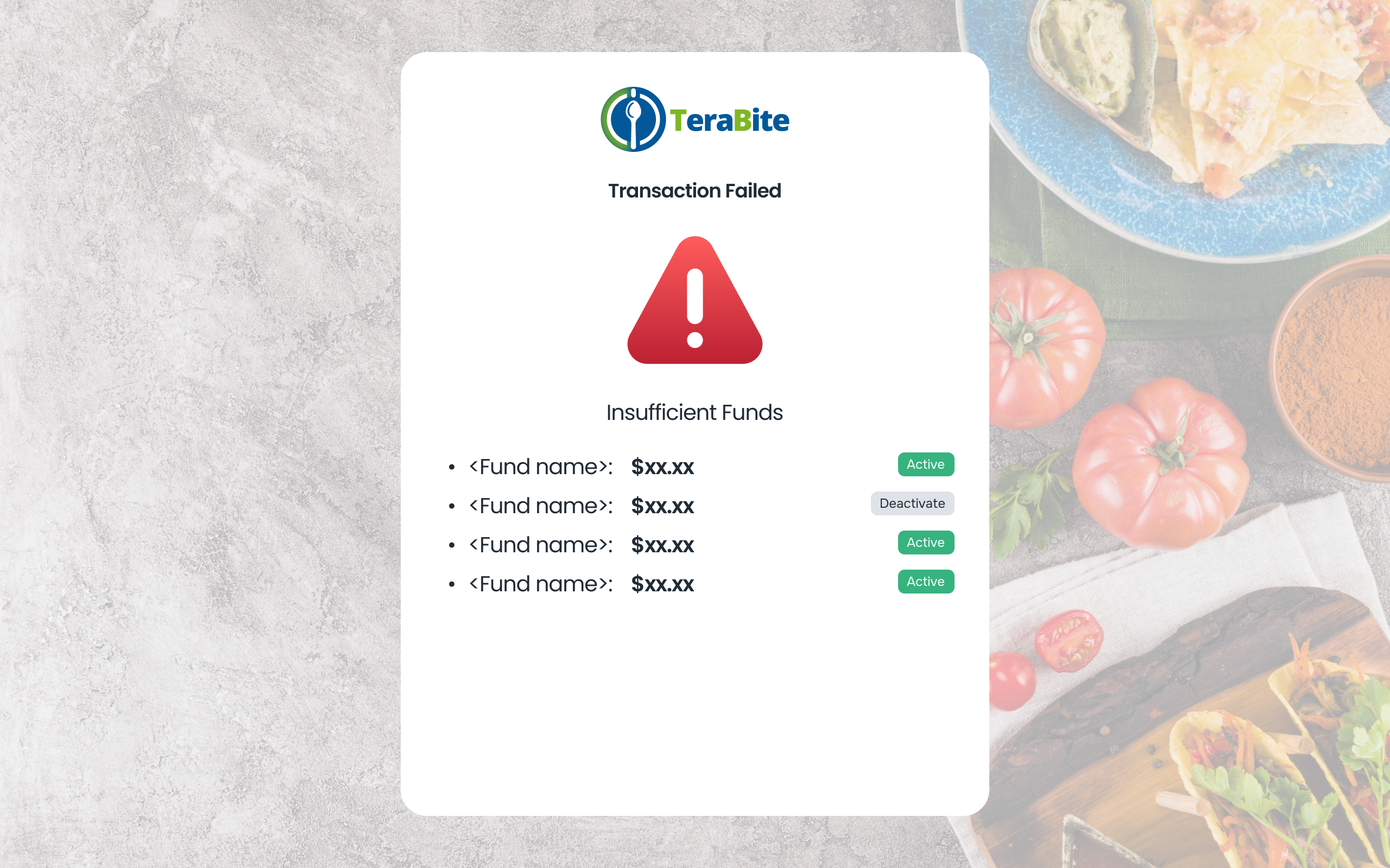 Insufficient fund error