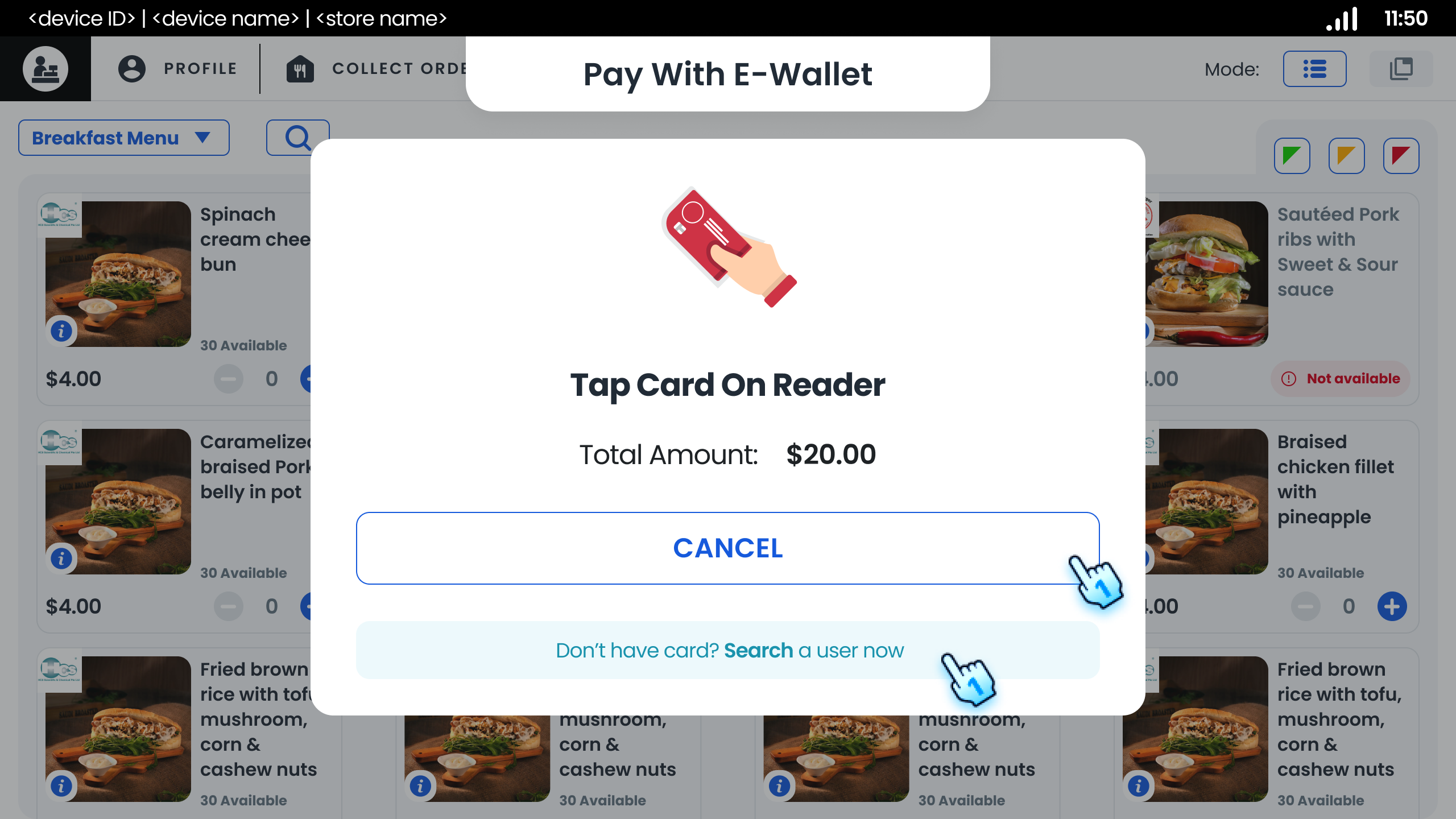 Tap card to Pay by Wallet