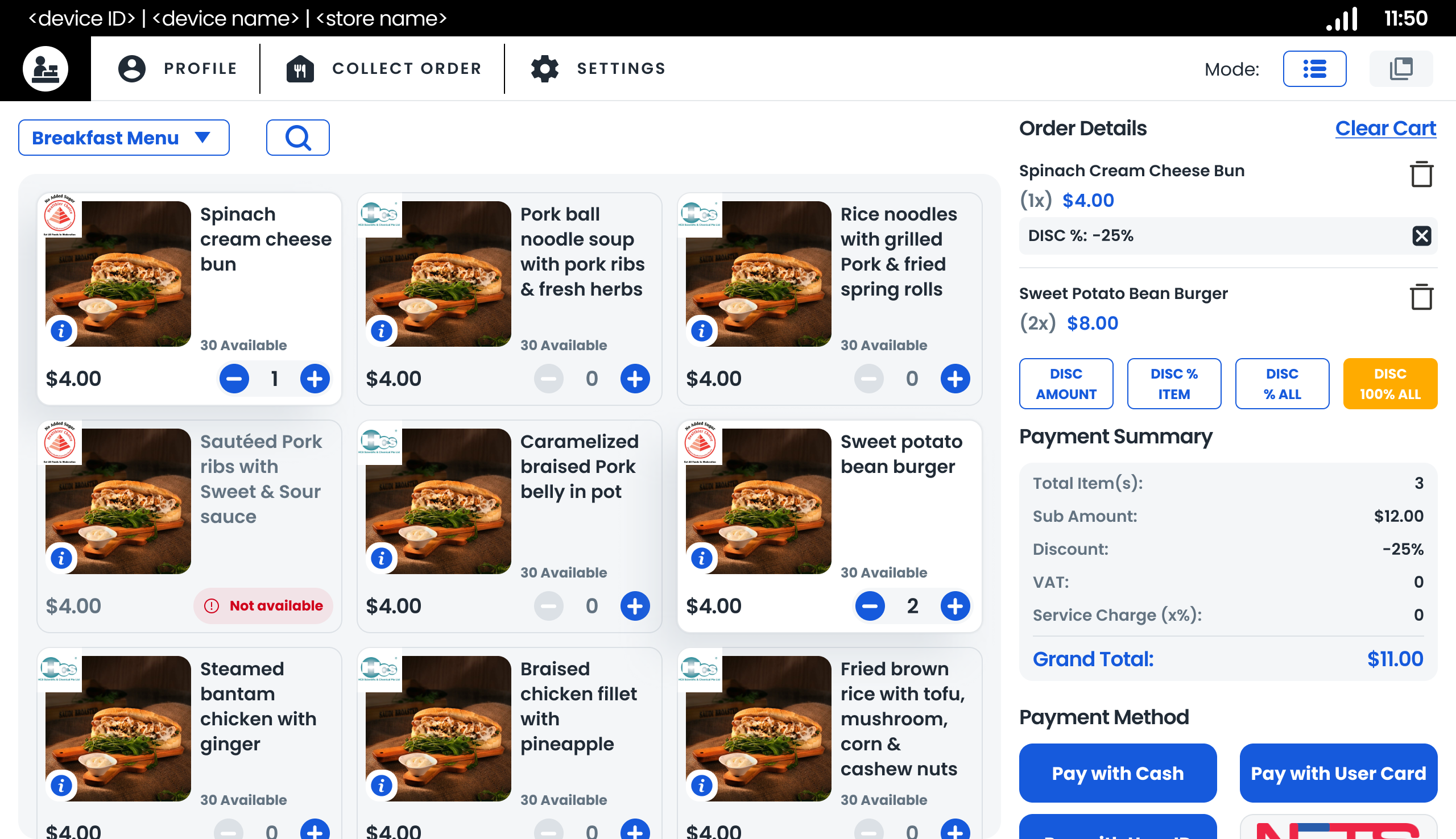 Discount summary for Percentage Discount Items