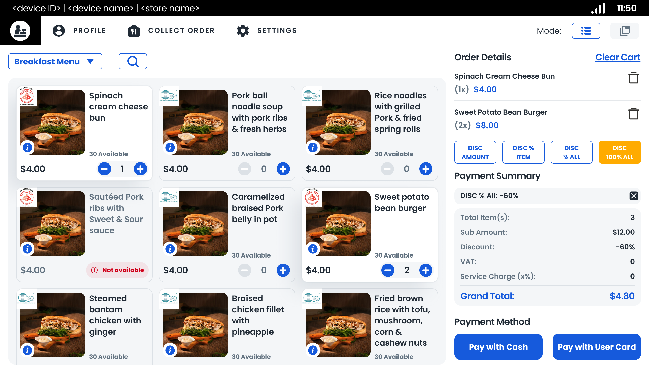 Discount summary for Percentage Discount Order