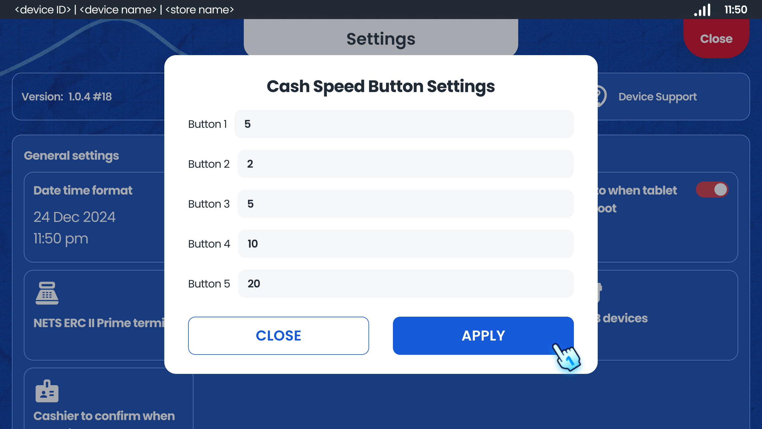 Setup Cash Speed