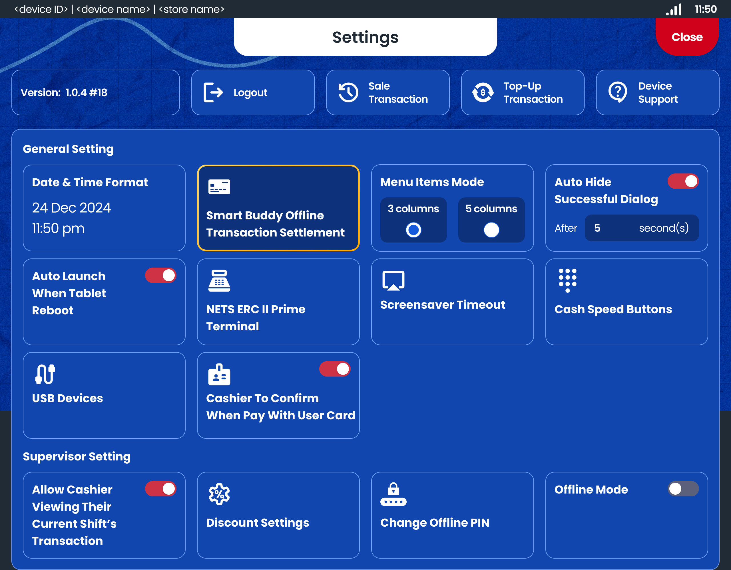 Tap on the card will process settlement for Offline transaction from Smart Buddy