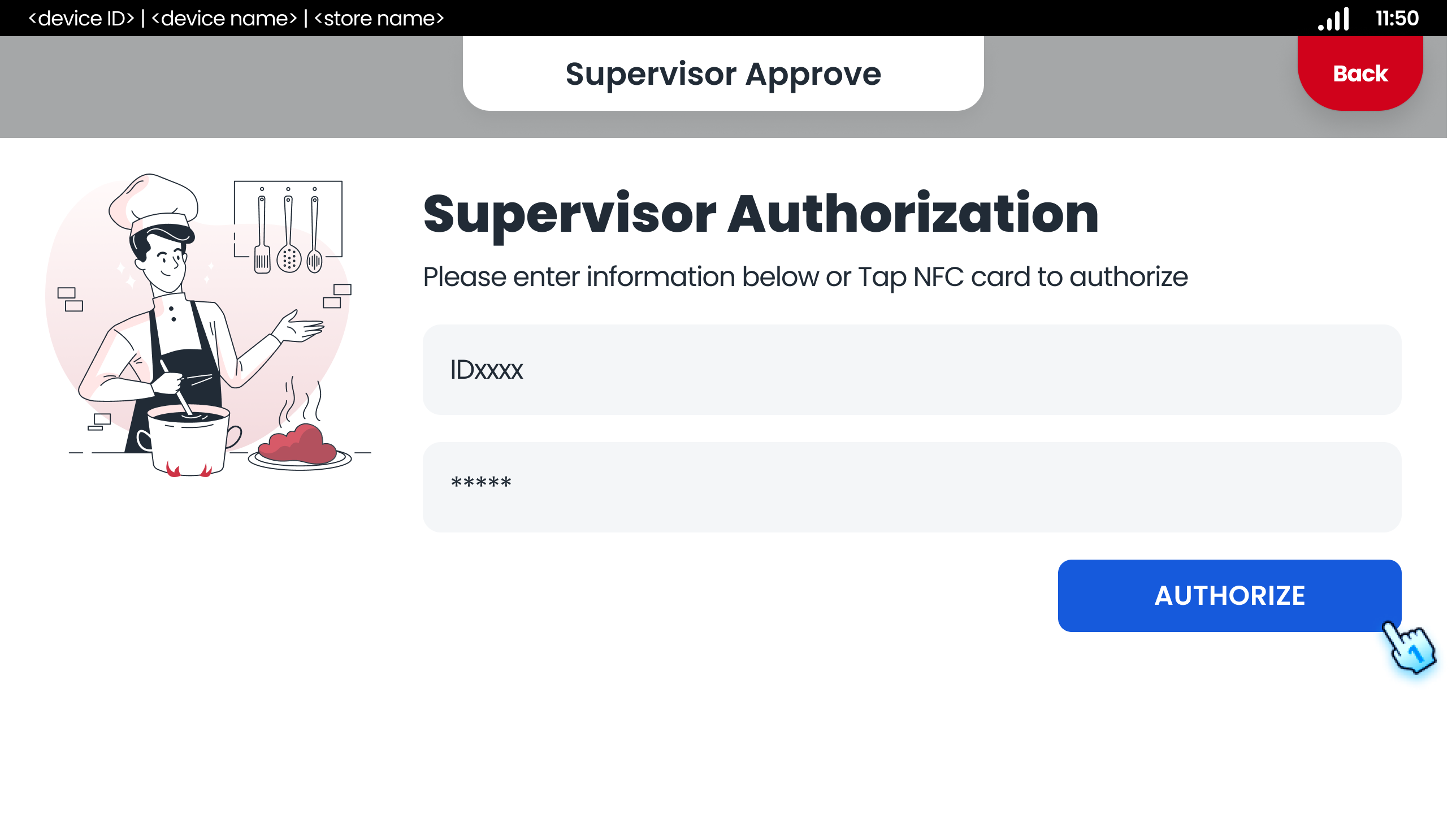 Supervisor authorize the voiding reason
