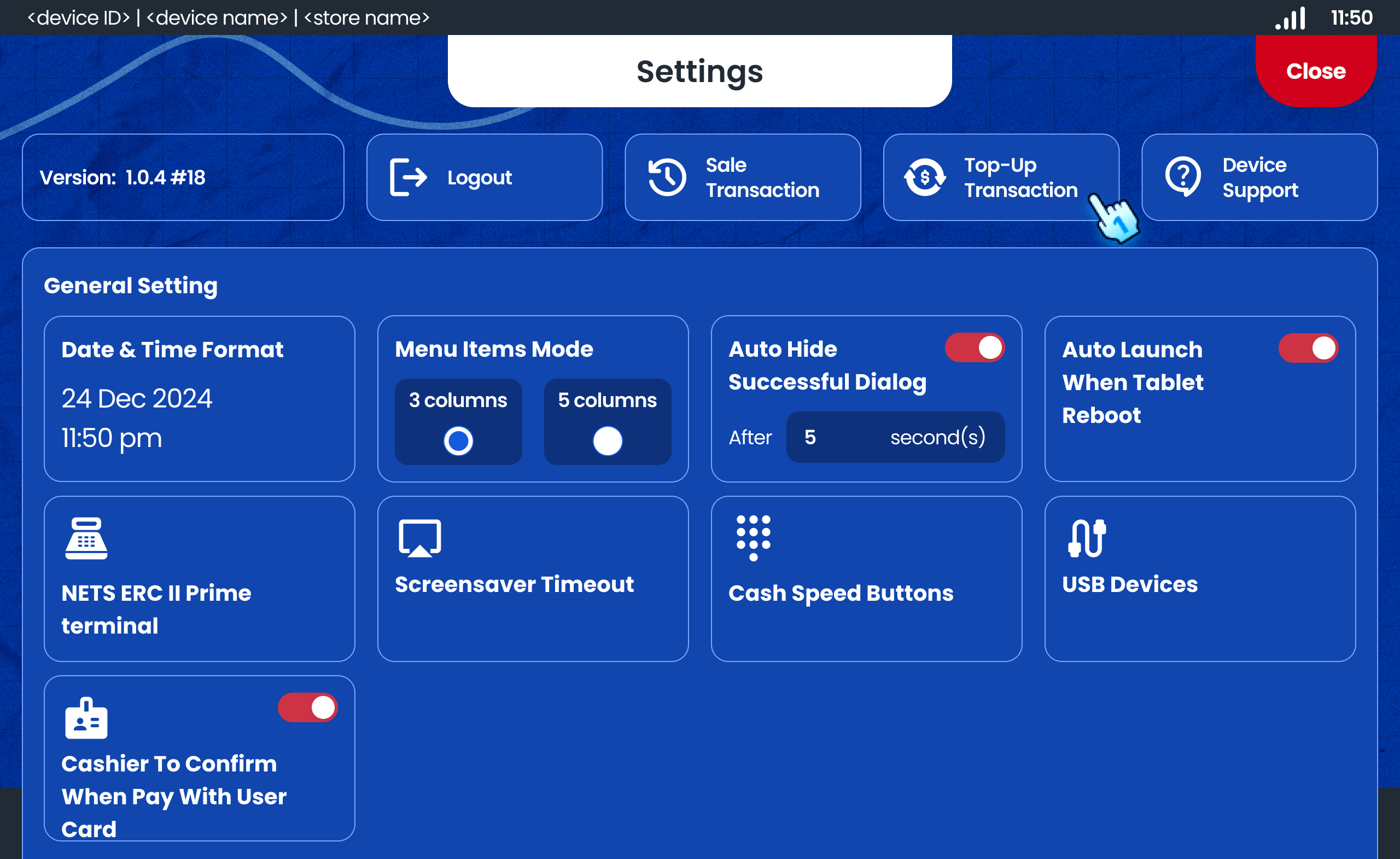 Navigate to Top-up Transaction