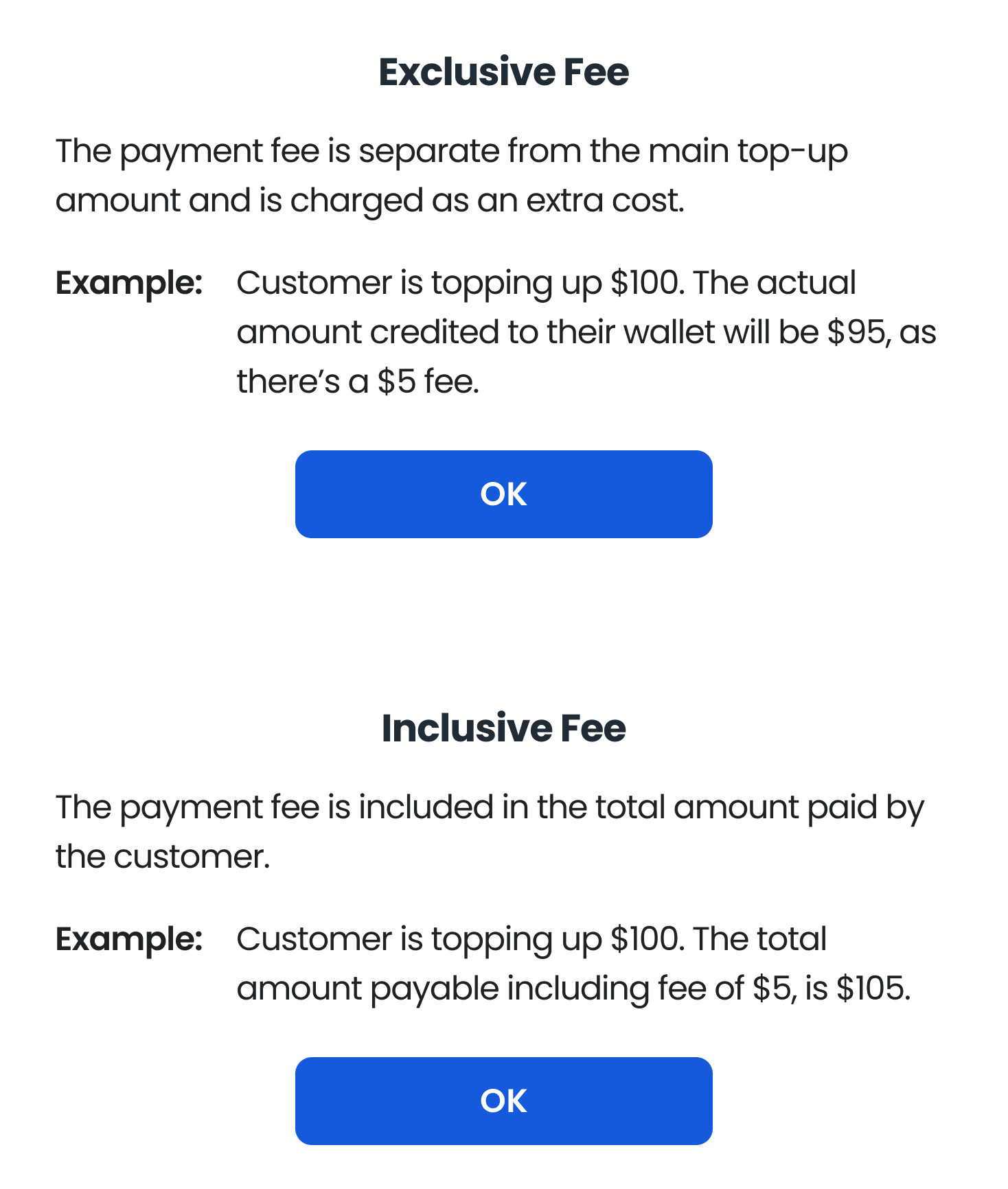 Fee options information