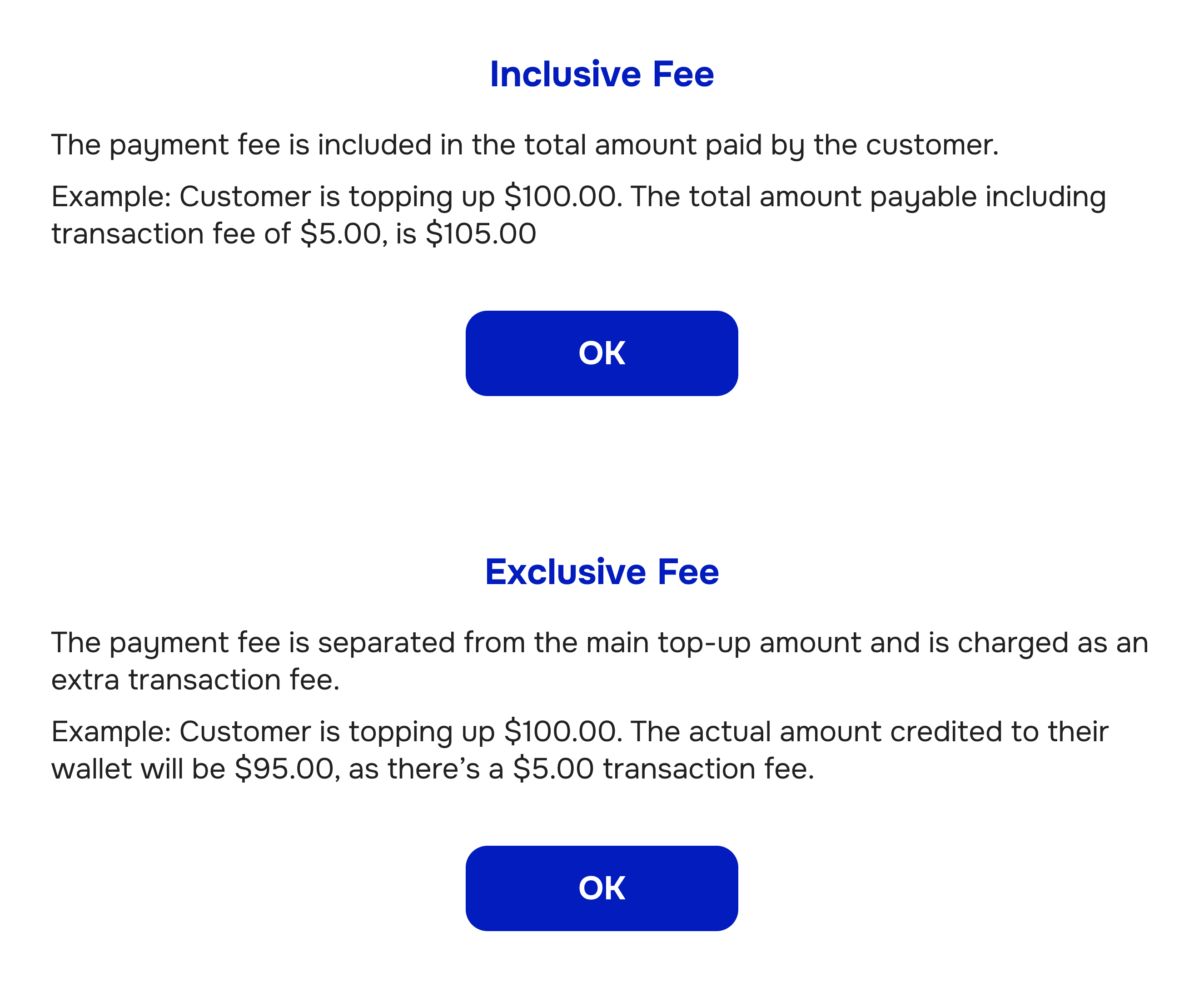 Detail for each option