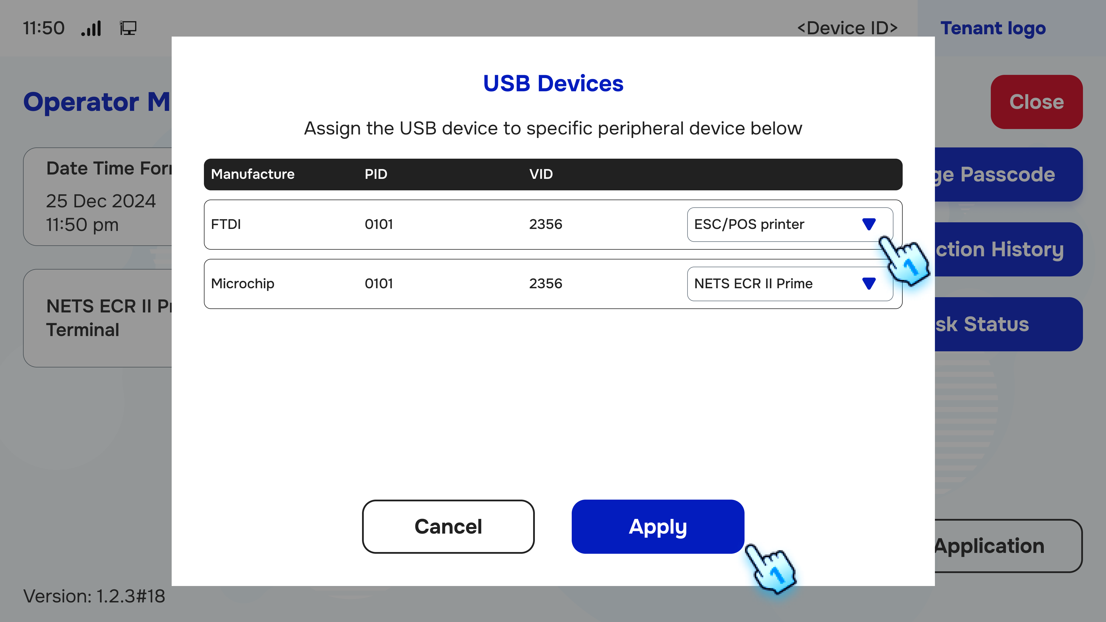 Select USB device type and Click Save button to finish