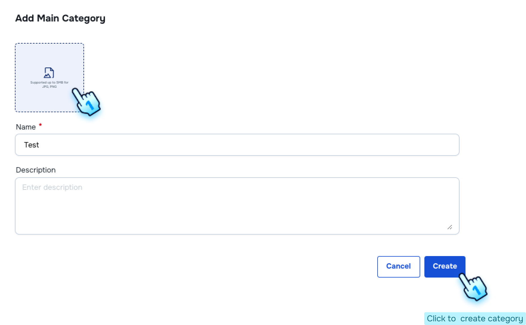 Fill information, add photo and click create to finish
