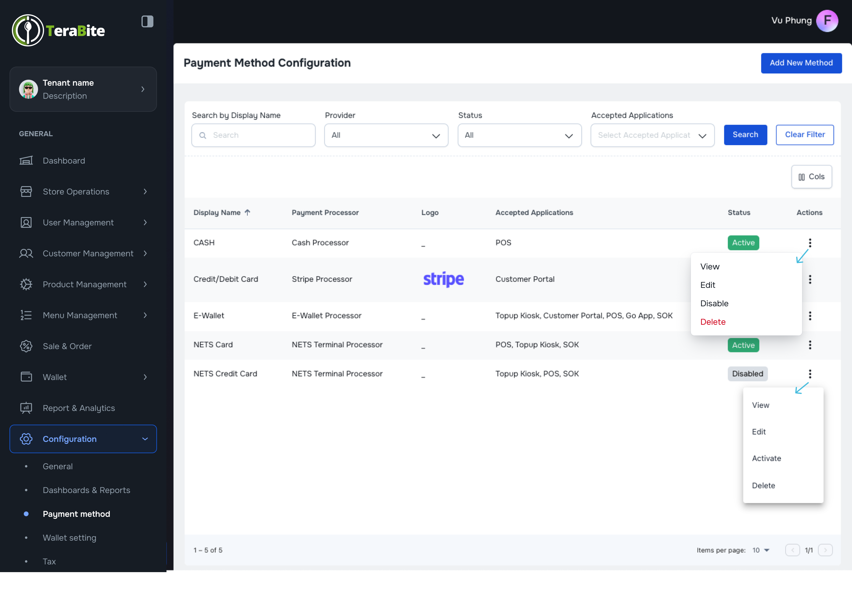 Click three dot to view actions