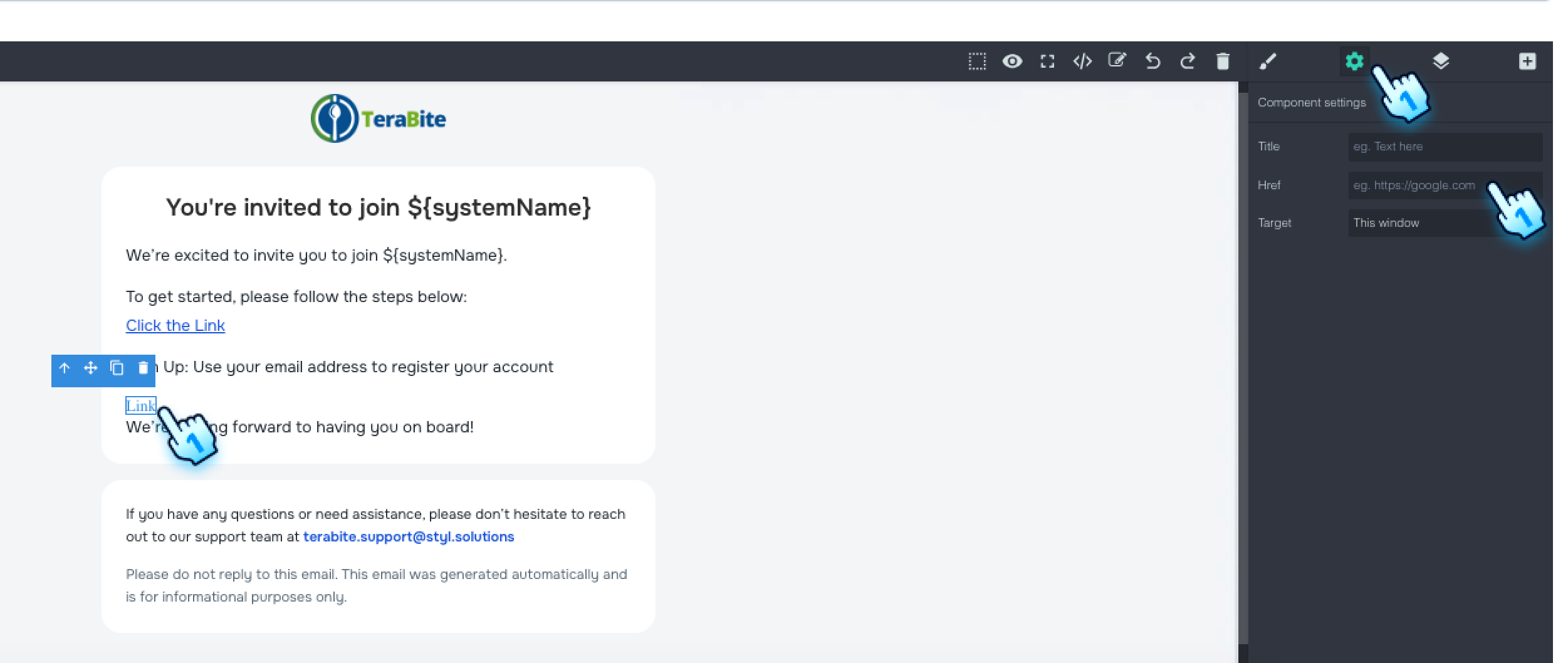 Insert link to Button or Link Holder