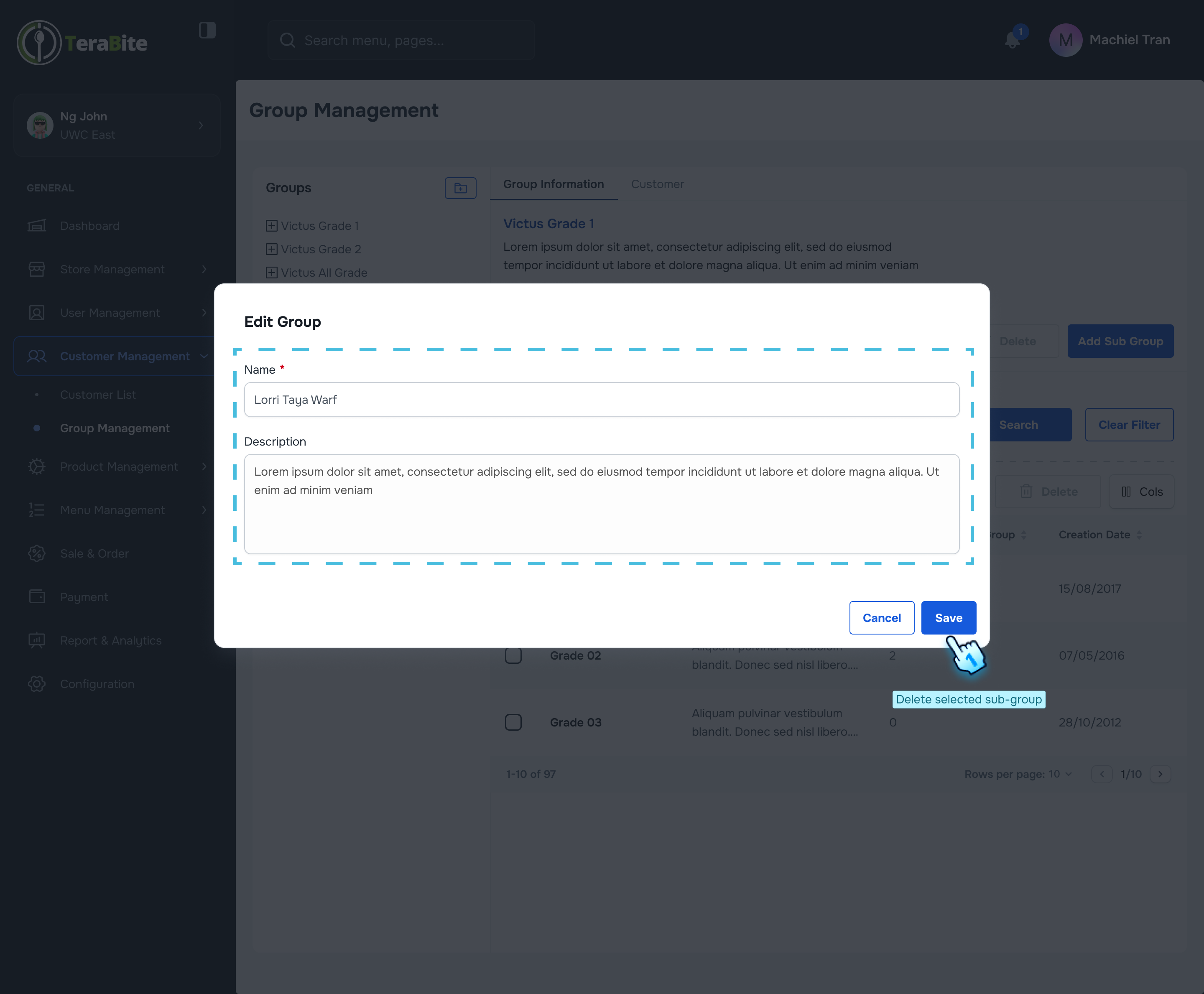 Edit and save editing