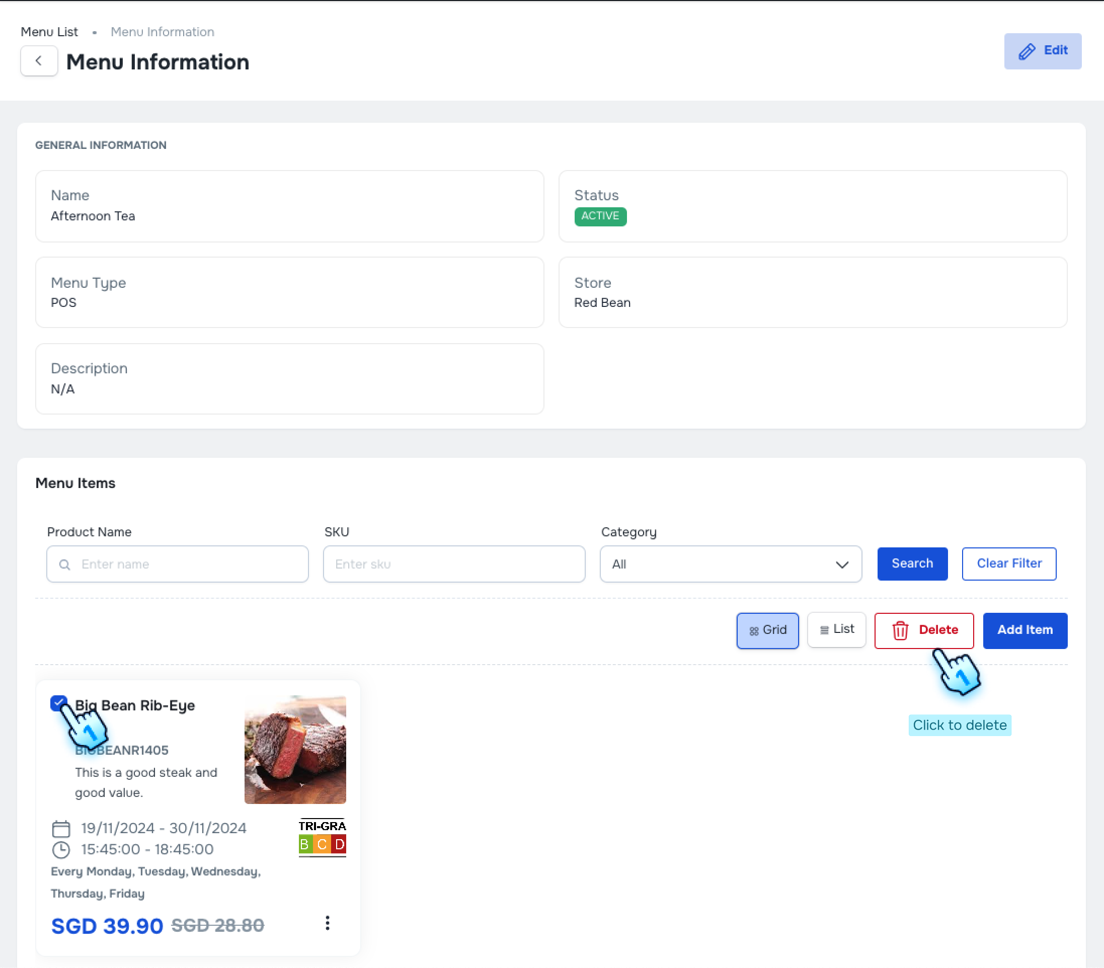 Check items and delete