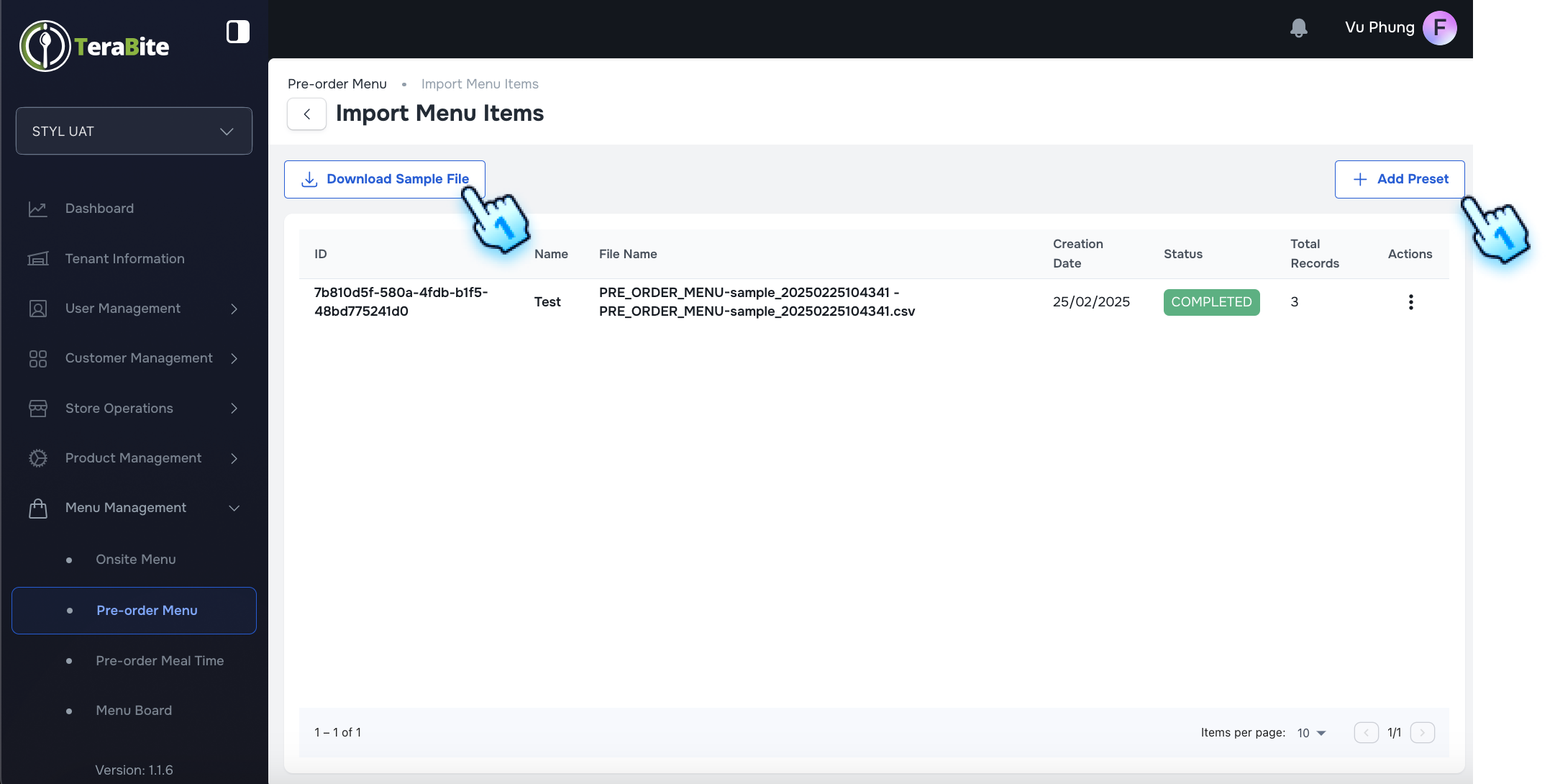 Download the template or Add the Preset