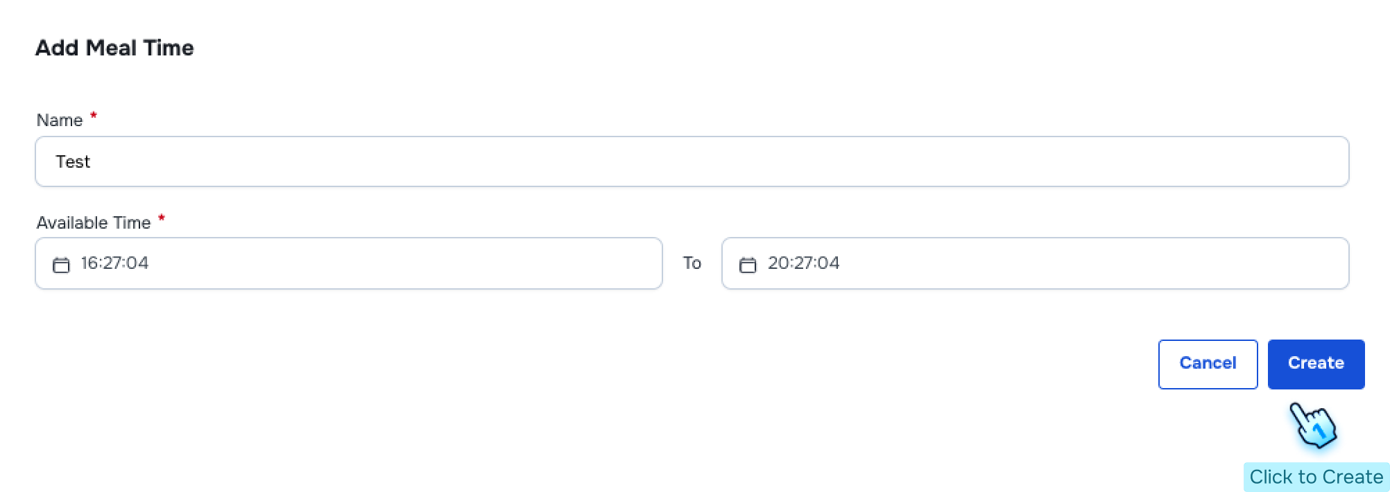 Fill information and click Create button to finish