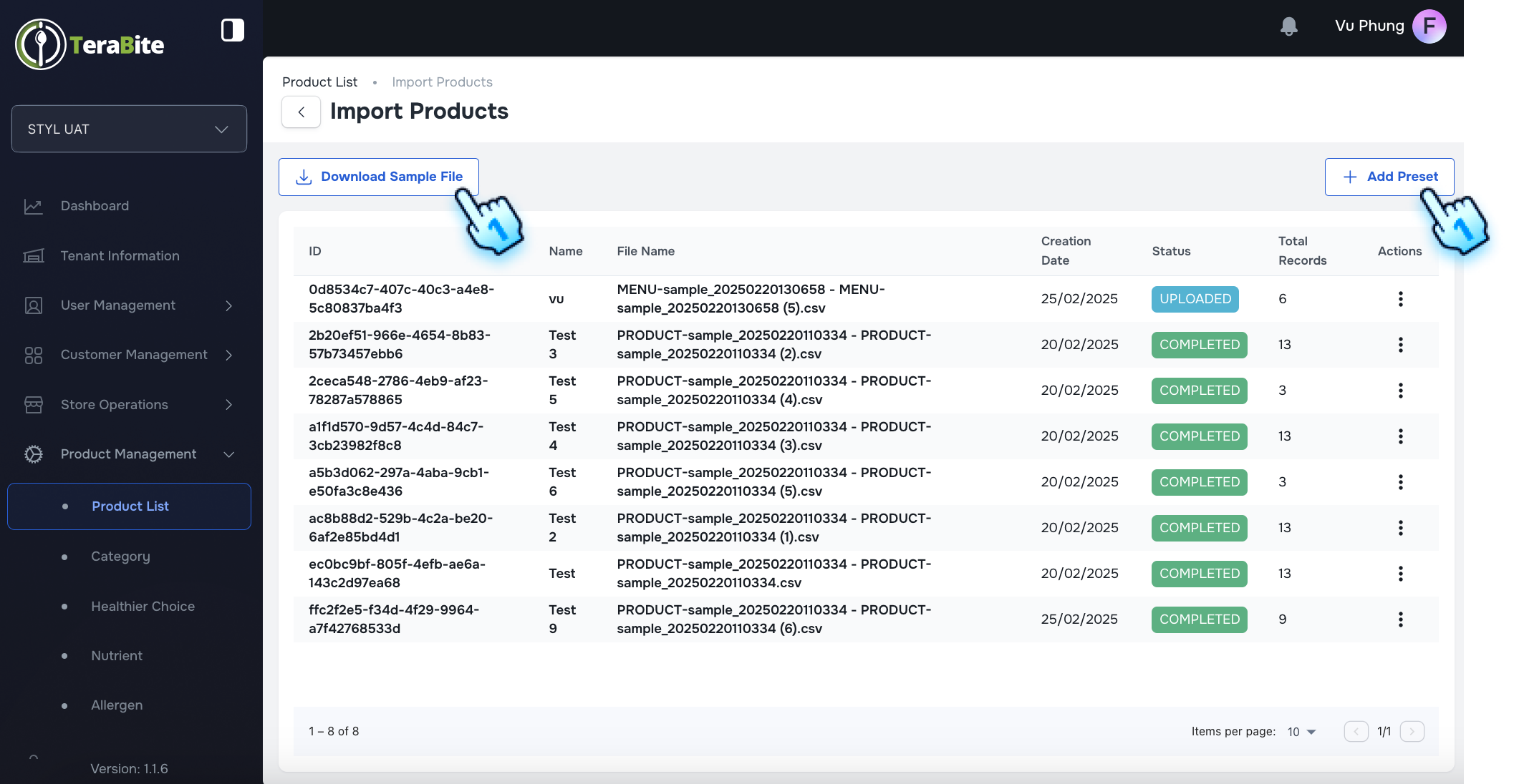Download the template or Add the Preset