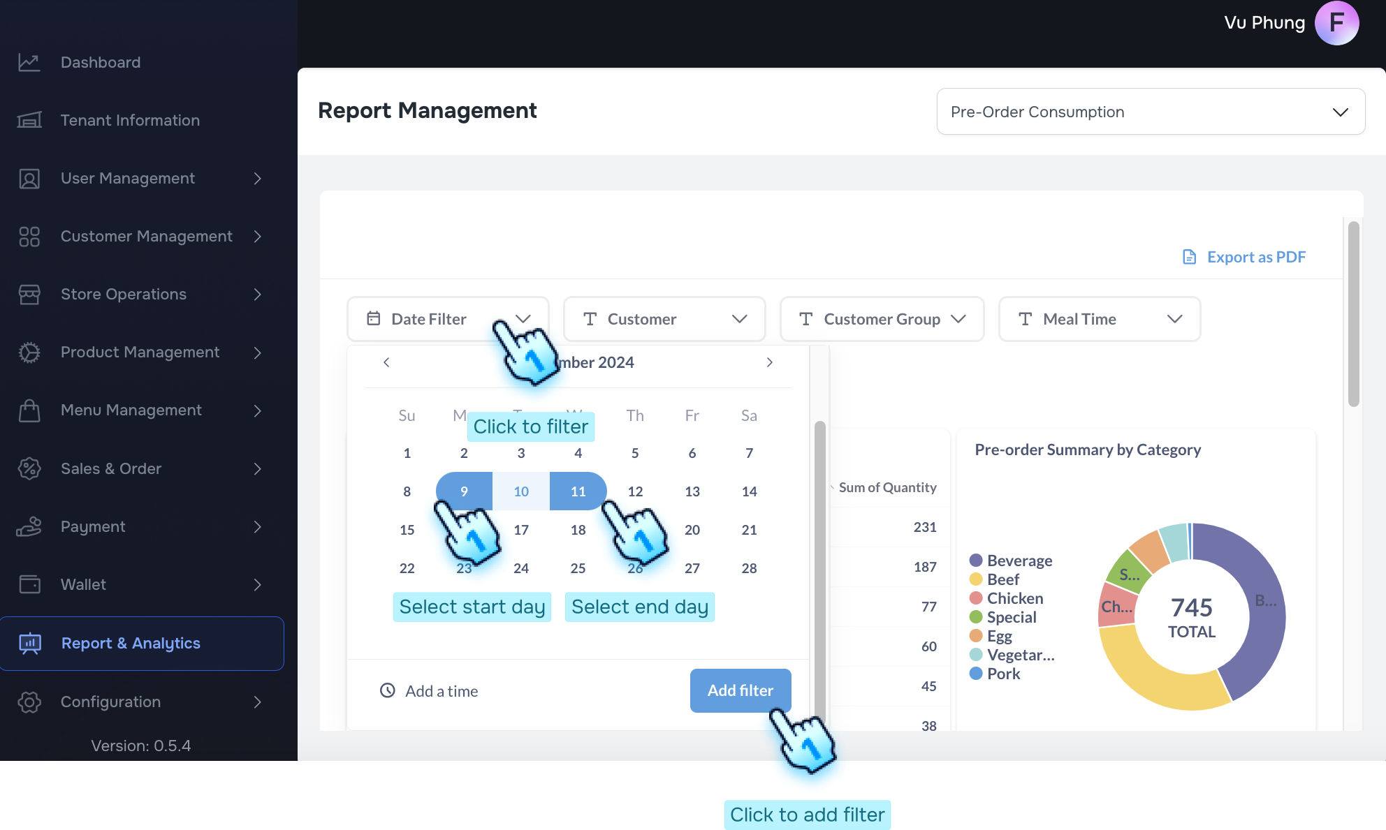 Filter the Day adn click Add filter button